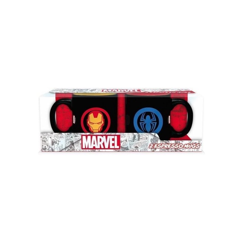 Set 2 espressomokken 110 ml Iron Man en Spider-Man