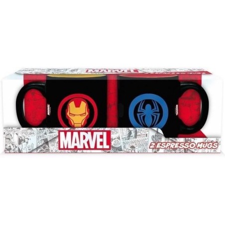 Set 2 espressomokken 110 ml Iron Man en Spider-Man