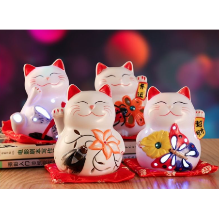 Chat lumineux en porcelaine